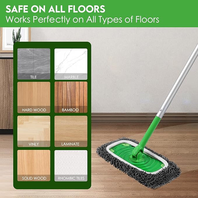 Reusable Wet Pads Refill for Swiffer Sweeper Mop - Dry Sweeping Cloths & Wet Mopping Cloths for Household Cleaning - Washable Microfiber Mop Pads, 6 Pack (Mop is not Included)