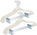 HOUSE DAY Velvet Hangers with Adjustable Clips 10 Pack, Non-Slip Suit Organizer with 360° Hook - Heavy Duty Hanger for Pants, Skirts, Blouses, Dresses - Outfit Hangers All-Season Space Saver (Ivory)