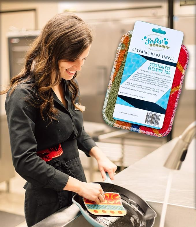 Scratchless Cleaning Pad (2 Pack) for Cleaning Kitchen, Bathroom and Household | Great for Non-Stick Cookware | Reusable | Long-Lasting | Environmentally Friendly