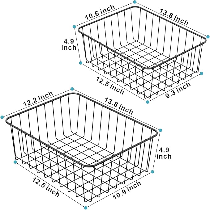 iSPECLE Wire Basket - 6 Pack Small Wire Storage Baskets Organizer Bins, Pantry Cabinet Shelf Kithen Storage Organization for Easily Get Items, Black