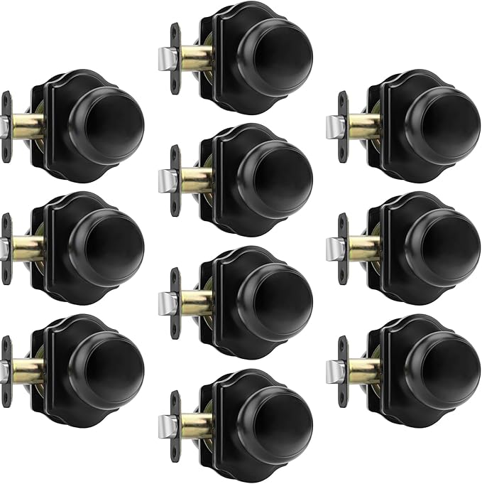 Haidms Black Closet Door Knobs Interior, Passage Interior Door knobs, Matte Black Indoor Closet Doorknobs for Closet or Hall (10 Pack)