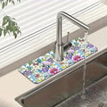 Beautiful Floral Kitchen Sink Splash Guard Faucet Mat Flower Bird Butterfly Super Absorbent Fast Drying Mat Sink Splash Guard Behind Faucet for Kitchen Bathroom, 15.5"x5.5"