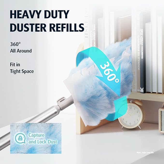 6ft Extendable Duster Handle with 40 Refills, Compatible with Swiffer Duster, Disposable Microfiber Dusting Pads for Home Cleaning, Ceiling, Fan, Window, Hard-to-Reach Areas
