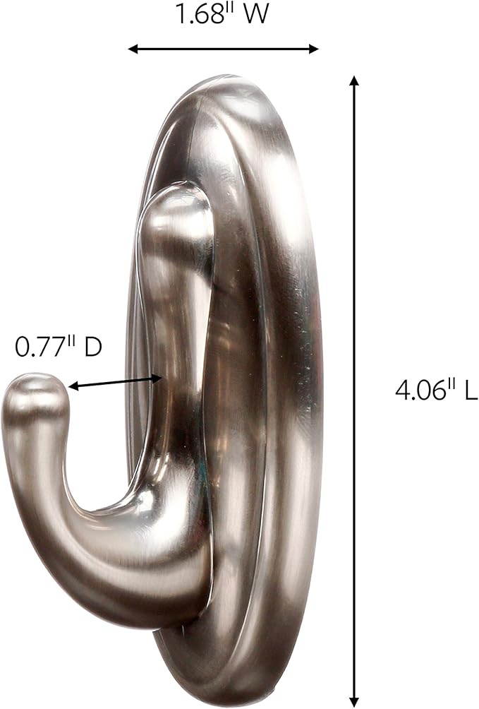 3M Command 17053BN Traditional Plastic Hook, Large, Brushed Nickel