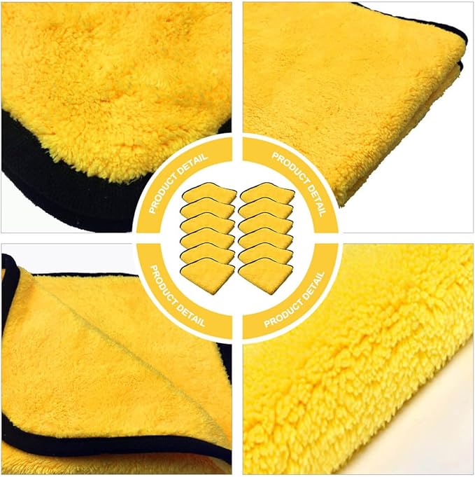 12pcs 40x30cm Super Absorbent Microfiber Car Washing Towels Double-Sided Thickened Cleaning Cloths for Vehicle Drying and Waxing