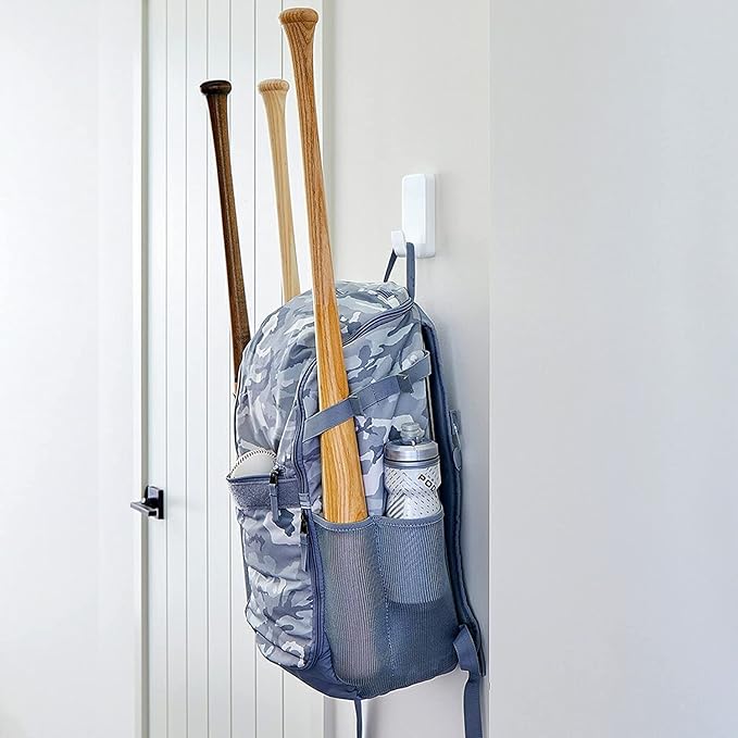 Command 15 Lb XL Heavyweight Wall Hook, Damage Free Hanging Wall Hook with Adhesive Strips, Heavy Duty Single Wall Hook for Hanging Back to School Organizers, 2 White Hooks and 8 Strips