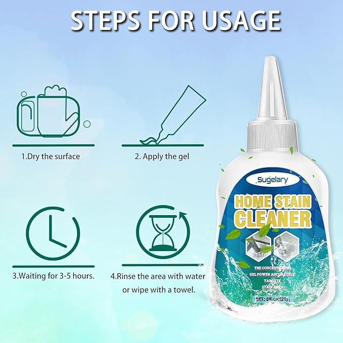 Sugelary Mold Stain Cleaning Gel, 8 fl oz All Purpose Cleaner for Washing Machine Gasket, Grout, Caulk, Shower, Sink, and Bathroom Surfaces
