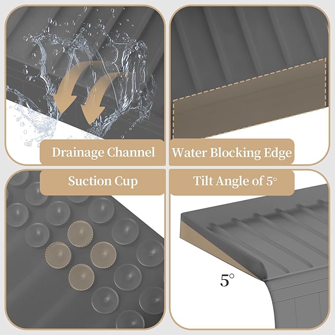 Sink Edge Protector with Suction Cup, 30" x 4", Silicone Sink Splash Guard for Kitchen & Bathroom, Protect Countertop from Scratches, Stains, for Stainless Steel Granite Quartz