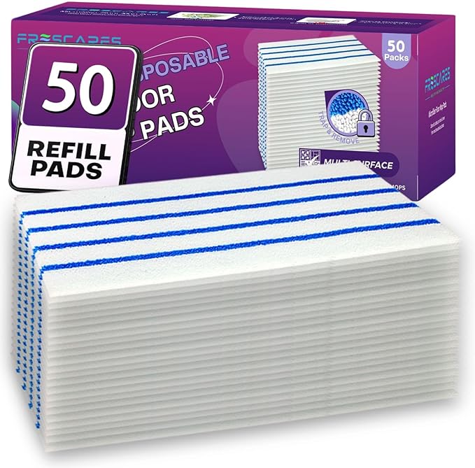 50 PCS Mopping Pad Refill for Wet Jet Mop,Multi-Surface Semi-Disposable Mop Pad Compatible with Swiffer Wetjet & All 10-11'',Thickned and Absorbent Wet Pads Refill