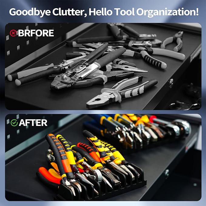 44 PCS Plier Organizer for Toolbox & Tool Drawer, Modular Desgin Plier Holders, Modular Toolbox Organizer System for Professional and DIY Mechanics, Include 20 Big Slot and 22 Small Slot, Red