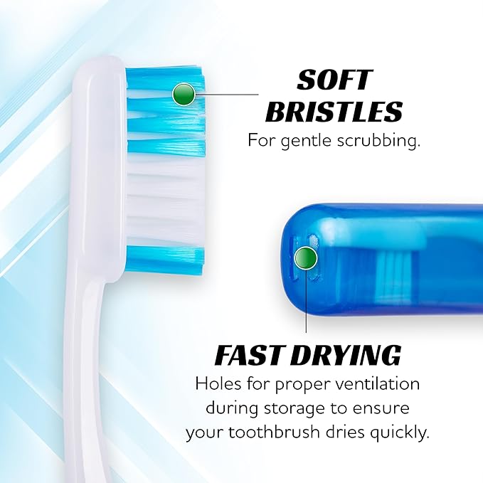Lingito Mini Toothbrushes with Cover, Soft Travel Toothbrush Kit (3 Pack)