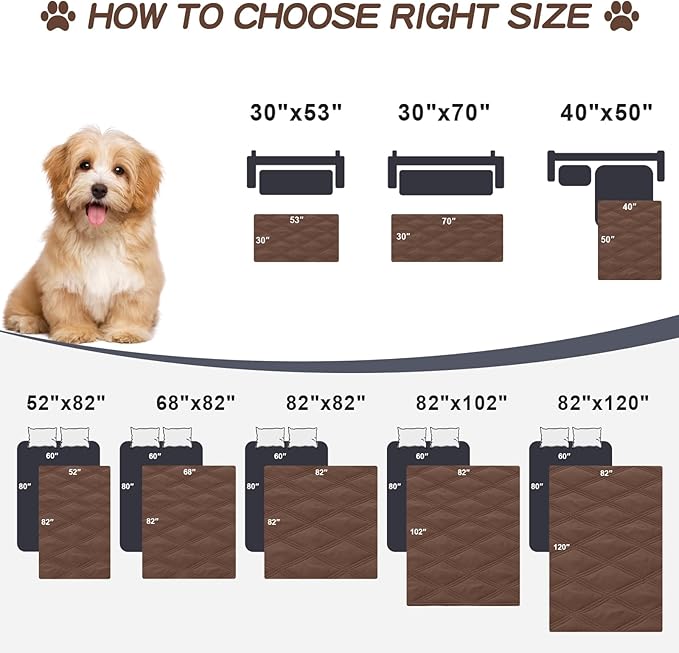 Smiry Waterproof Dog Bed Cover Blanket 52x82, Soft Reversible Pet Blanket, Washable Leakproof Cats Dogs Couch Cover for Sofa, Couch, Furniture, Lattice, Brown/Chocolate