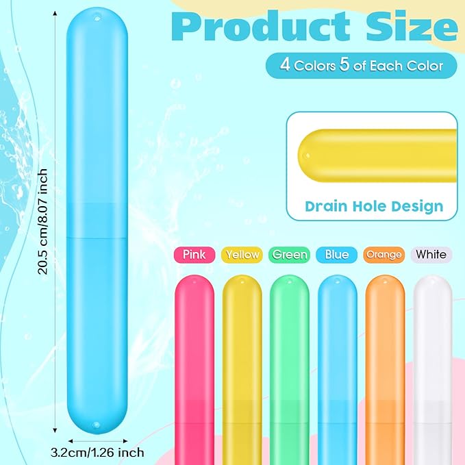 LemonRoad 40 Pcs Travel Toothbrush Holder Sets 20 Disposable Toothbrush Individually Wrapped 20 Portable Tooth Brush Case Covers with Ventilation Holes for Travel, Home, Camping, Hotel(Candy)