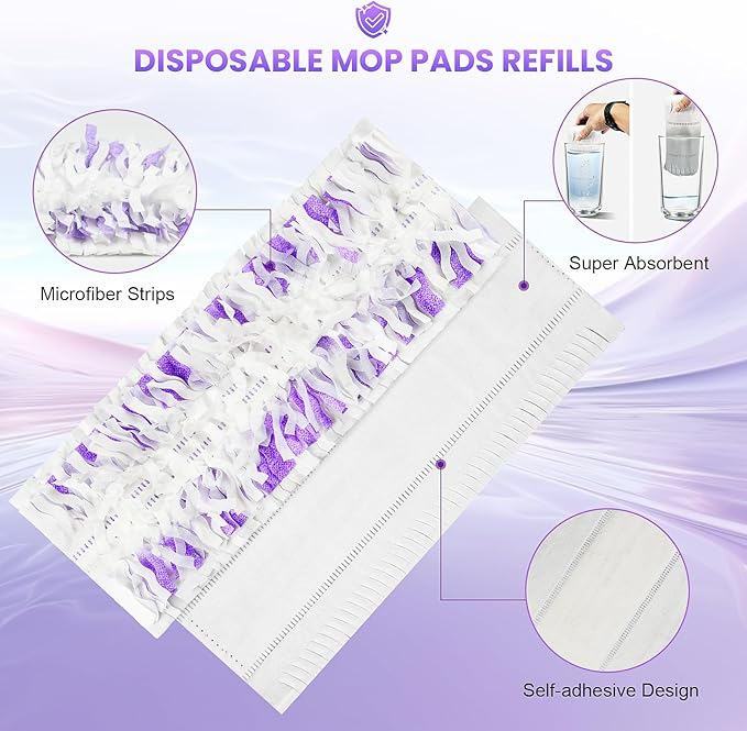 25 Pack Disposable Mop Pads for PowerMop™ Multi-Surface Floor Mop, Mopping Pad Refills for Floor Cleaning