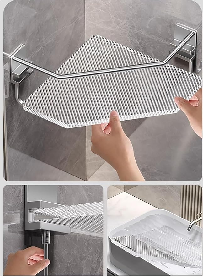 Shower Corner Caddy , 2 Pack 12" Brushed 304 Stainless Steel Organizer for Bathroom,Kitchen & Balcony, Floating Shower Wall Shelf Bath Basket Rack Heavy Duty 2 Pack (Gold,Acrylic)