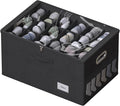 Shoe Organizer for Closet, Shoe Box Storage Containers Fit 18 Pairs Foldable Shoe Storage Bins with Clear Cover & Adjustable Dividers for Shoes Blankets Linen Clothing (Black, (24.4*16.5*12.9)x1)