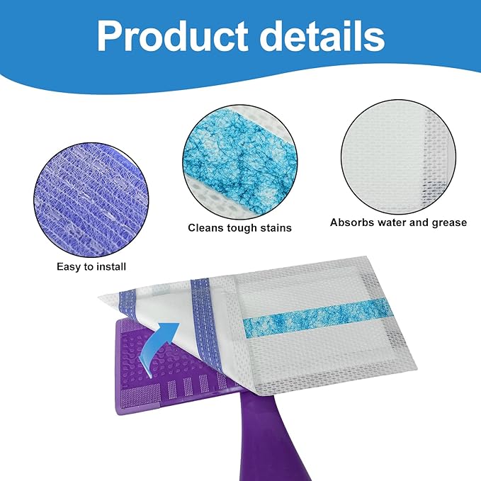 Mop Pads Refills Compatible with Swiffer WetJet Hardwood and Floor Spray Mop,10 Count Disposable Heavy Duty Mop Refill Pads with Scrub Strip,Thick and Absorbent Multi Surface Wet&Dry Mop Pad Refills
