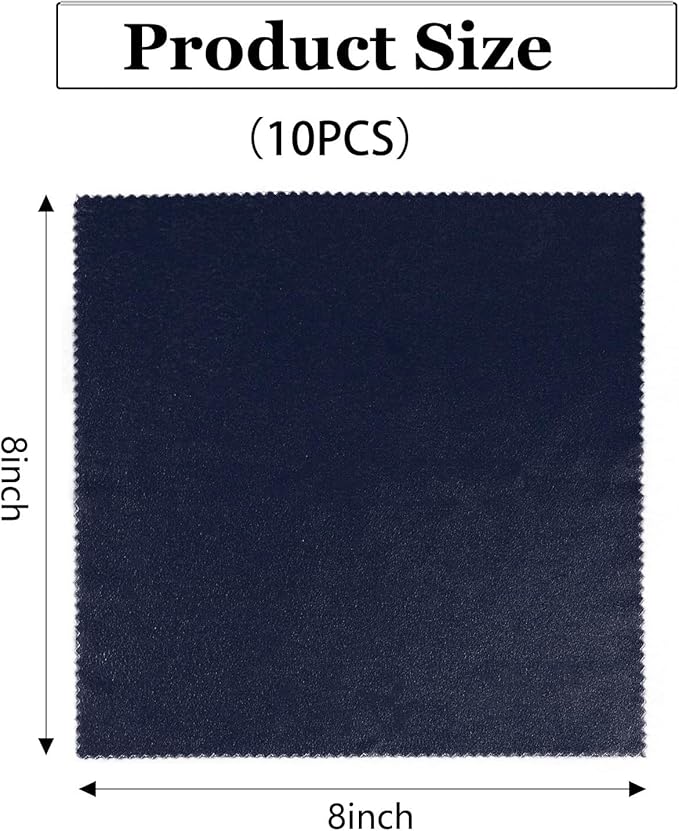 10PCS Suede Microfiber Cloths, 8"×8" Suede Cloth Cleaning Rags, Double-Sided Cleaning Cloths for Car LCD Display, Screens, Glasses, Lenses, Mirrors, Windows, Delicate Surfaces (Black)