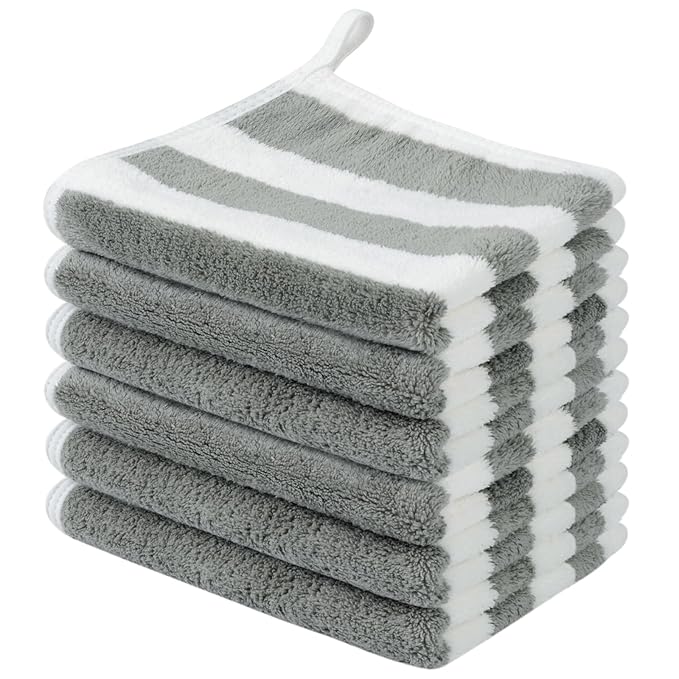 SINLAND Microfiber Facial Cloths Fast Drying Washcloth 12inch x 12inch Absorbent Face Wash Cloth Soft Makeup Remover Cloths