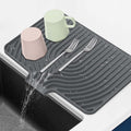 GUUKIN Dish Drying Mat, 14.7"x10.2" Drying Matt Kitchen Counter, Non-Slip Drying Pad, Easy Clean Pad for Countertop Protection, Multi-Functional Use (Grey)