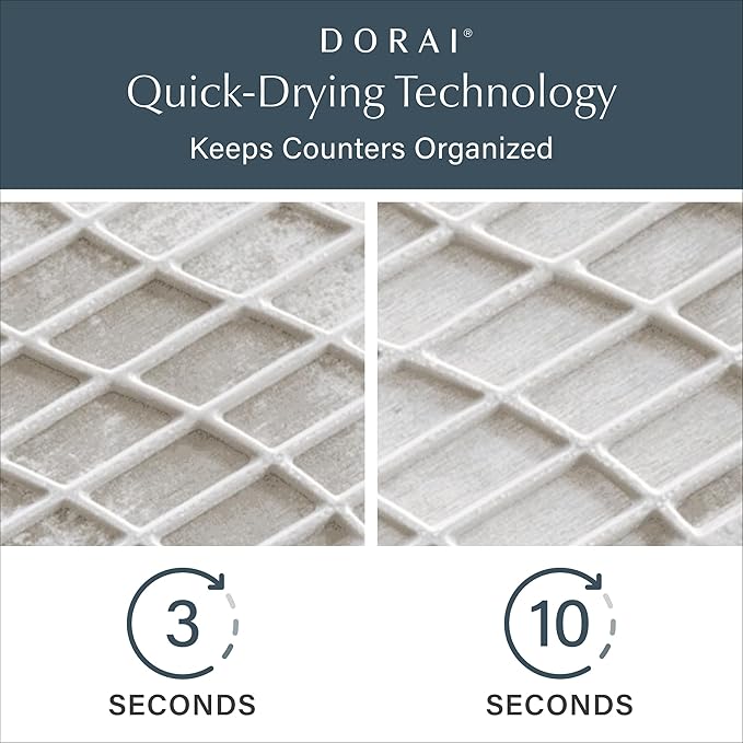 Dorai Home Collapsible Dish Drying Rack and Stone Pad – Foldable Rack with Instant - Dry Stone Mat – Space-Saving Dish Drainer for Kitchen Counter -19.9" x 15.2" (Sandstone)