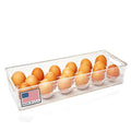 Pikanty - Egg Holder and Fridge Organizer | Clear Food-Grade Plastic Refrigerator Egg Storage Container | Holds Up to 17 Eggs | Dishwasher Safe, Heat and Freezer Resistant | Made in USA