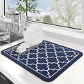 WISELIFE Dish Drying Mat Super Absorbent Drying Mat Large Dish Drying Mats for Kitchen Counter Easy Clean Dish Mat Kitchen Drying Mat15"x 18" Stylish Blue