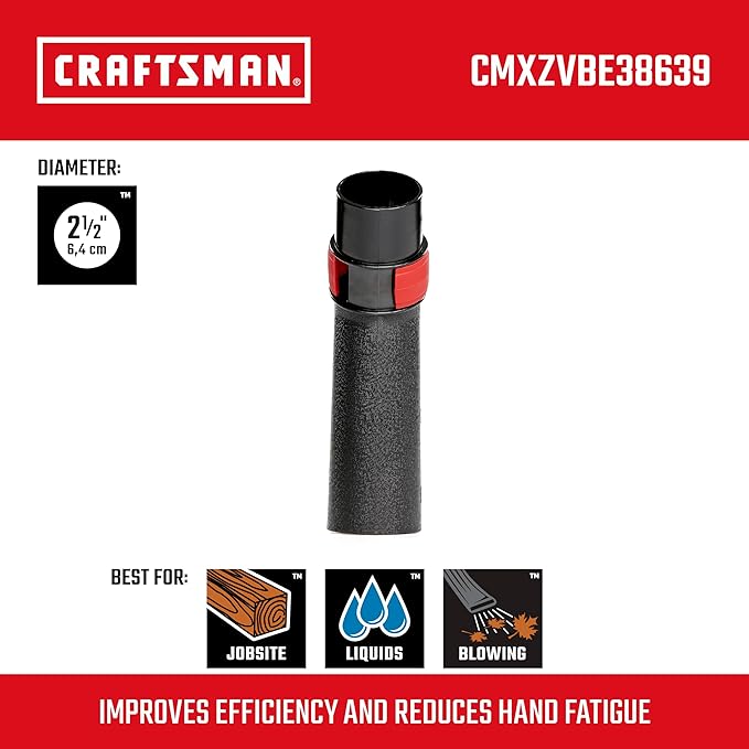 CRAFTSMAN CMXZVBE38639 2-1/2 in. Hose Grip Handle Wet Dry Vac Attachment with Bleeder Valve, Industrial-Grade Shop Vacuum Accessory for Reducing Hand Fatigue, Fits 2-1/2 in. Hose Diameter