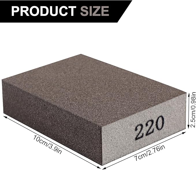 Romeda 8-Pack Sandpaper Block, 220 Grits Washable and Reusable Handmade Sanding Sponge, Drywall Sandpaper Blocks for Wooden Drywall Sheetrock and Metal Glazing