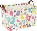 CLOCOR Easter Eggs Basket Empty with Colorful Eggs-pattern,Rectangular Easter Gift Basket with Handles for Boys and Girls,Toys Bin,Room Decor(Easter Eggs Basket)