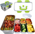 YINGRACE 7-Piece 304 Stainless Steel Food Storage Containers Set with Clear Lids, Meal Prep Deli Meat Container Fridge Organizers, Bacon Cheese Container, Dishwasher Safe, Two Sizes, 169oz and 20oz