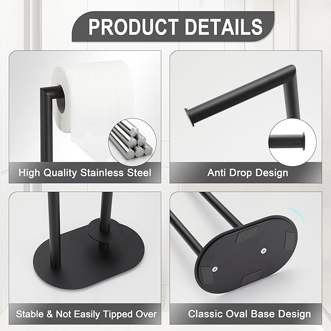 KLDKLD Black Toilet Paper Holder is Crafted from Premium Metal Material,ensuring it Remains Rust-Proof and Durable Over Years of use.