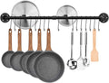Toplife 39.4 inch Pot Rack, Kitchen Wall Mounted Detachable Pan Lid Utensils Organizer Hanging Rail with 16 Hooks, Black
