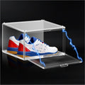 1 Pack Plastic Shoe Storage Boxes Fit US Size 13, Clear Stackable Shoe Display Case with Acrylic Magnetic Side Door, Shoe Containers for Sneaker Storage, Hats, Figure, Collectible, Book, Clothes