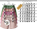 DAMITA Skirt Pants Hangers with Clips Space Saving Hanging Closet Organizer 6 Tiers Hanger with 360° Swivel Hook, Finger-Safe Design- College Dorm Room Apartment Essentials 4-Pack