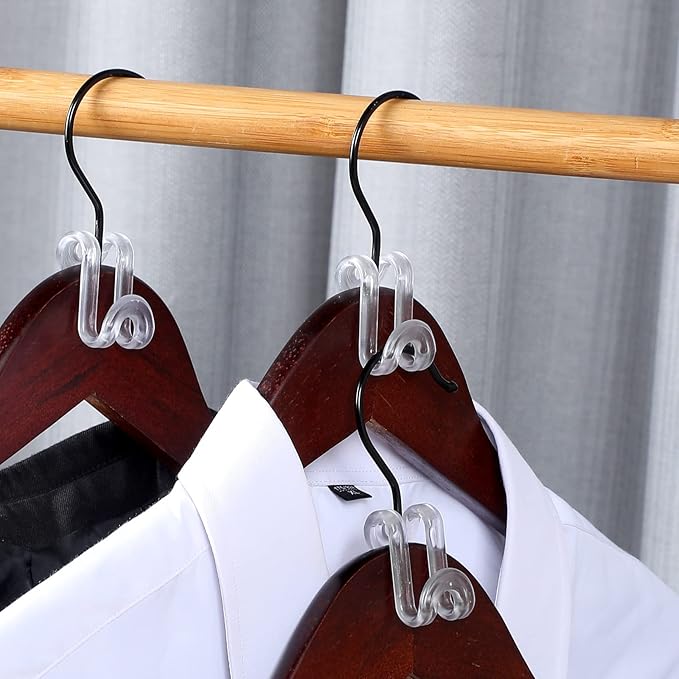 Unittype 150 Pcs Space Saving Hanger Hooks, Clothes Hanger Connector Hooks, Heavy Duty Space Saver Extender Clips for Closet Organizers (Clear)