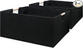 Foldable Fabric Storage Cubes, 2 Packs Cloth Storage Baskets with Wooden Handles, Collapsible Shelf Closet Organizer Bins, Rectangular Storage Boxes for Decor (Black)