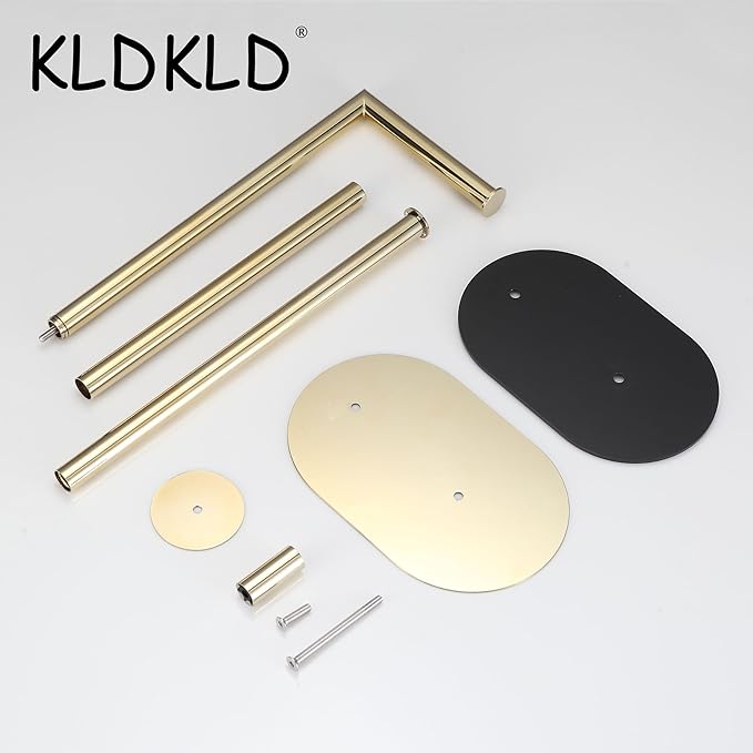 KLDKLD Gold Freestanding Toilet Paper Holder with Reserve for Bathroom with Weighted Base, Modern Tissue Roll Holder Stand