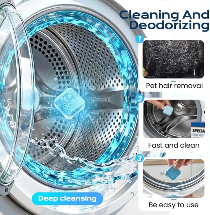 Washing Machine Cleaner Tablets, 2026 Upgrade 12/24/36-Pack (12 Month Supply) for HE/Top/Front Load Washers - Removes Stubborn Pet Hair, Odors, Mold & Residue, Septic Safe & Fragrance Free (24 PACK)