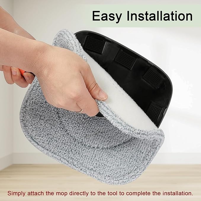 True & Tidy® 6-Pack 9 inch Extra Thick Microfiber Pad Refill for SPIN-800 TrueClean Mop & Bucket Square, Compatible with M16 and Most Square Spin Mop and Bucket, Machine Washable up to 100x