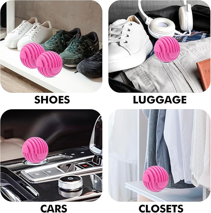 Shoe Deodorizer Balls, Sneaker Odor Eliminator, Long-Lasting Air Freshener for Cloest Car Lockers Drawer Gym Bags, 6 Pack Peach Scent