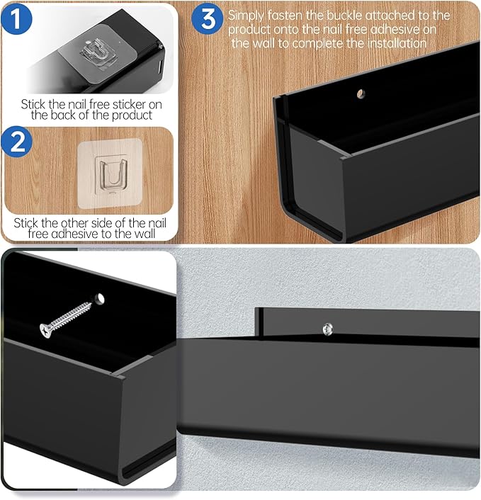 RV Spice Rack, Wall Mounted Spice Rack Organizer, 2 Pack Acrylic Storage Shelves, Cabinet Door Mounted, Black