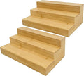 Spice Rack Organizer for Cabinet, Bamboo Spice Shelf 3 Tier Step for Cabinet & Countertop, Kitchen Pantry Storage for Seasonings, 2 Pack