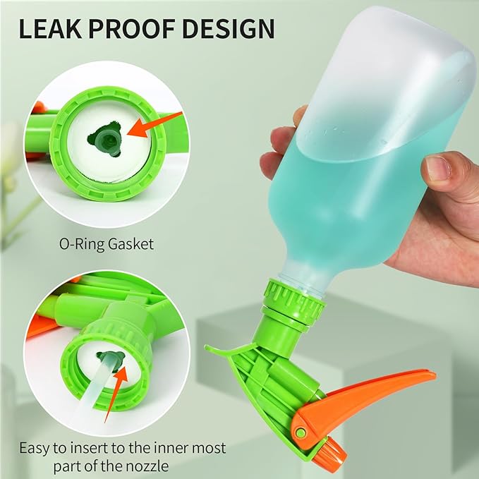 Cleaning Spray Bottles for Plants Misters Inside, 2 Pack 16.9 oz Squirt, Water Spray Bottle Mist Sprayer, No Leak Hair Mister Empty with Adjustable Nozzle (White Orange)