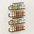 Spice Rack Self-Adhesive or drilling, Rustic Style Hanging Spice Rack, Spice Organization for Cabinet Door or Wall Mount, Over The Stove, Kitchen Wall, 4-Pack