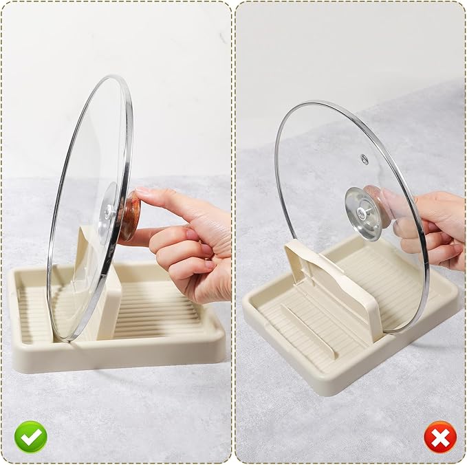 Spoon Rest with Lid Holder Pot Lid Holder Lid and Spoon Rest Holder for Kitchen Counter Foldable Pan Lid Organizer Stand Perfect for Placing Spoons Pot lids Kitchen Gadgets Cooking Accessories