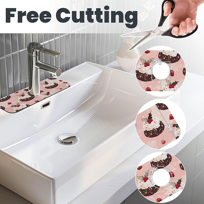 Faucet Draining Mat For Kitchen Sink, Cream Puddings Diatom Mud Absorbent Drain Pad For Bathroom Kitchen Sink Splash Guard Drying Mat