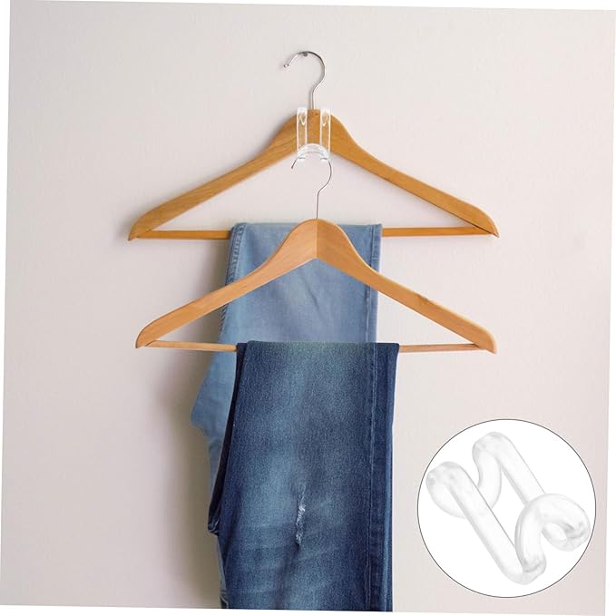 Clothes Hanger Connector Hooks S Shaped 1.57 Inch Transparent Space Saving Hanger Hooks for Closet Organization and Multi-Layer Clothes Hanging 60 Pack