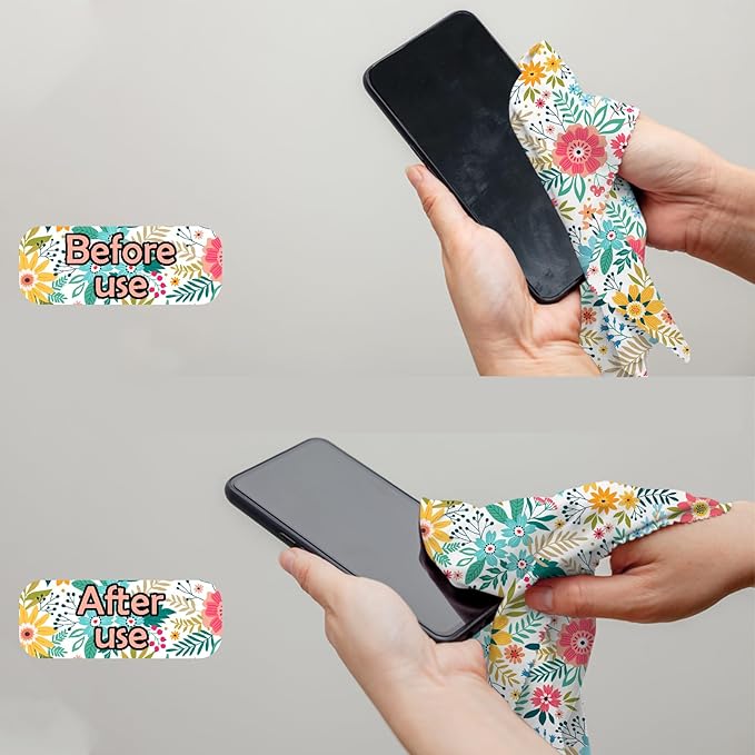 6 PCS Glasses Cleaning Cloth Eyeglass Cleaning Cloth Lens Eyeglasses Microfiber Cute Aesthetic Cloth for Unisex Women Girls Reusable Phone Screens Camera Multi-Patterns(6.3"x6.3")-Flowers Floral