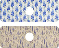 Watercolor Bluebonnets Lavender Herb Kitchen Sink Splash Guard Sink Faucet Mat Faucet Handle Drip Catcher Drain Mats for Kitchen Bathroom Countertop Absorbent Dish Drying Pad 2Pack